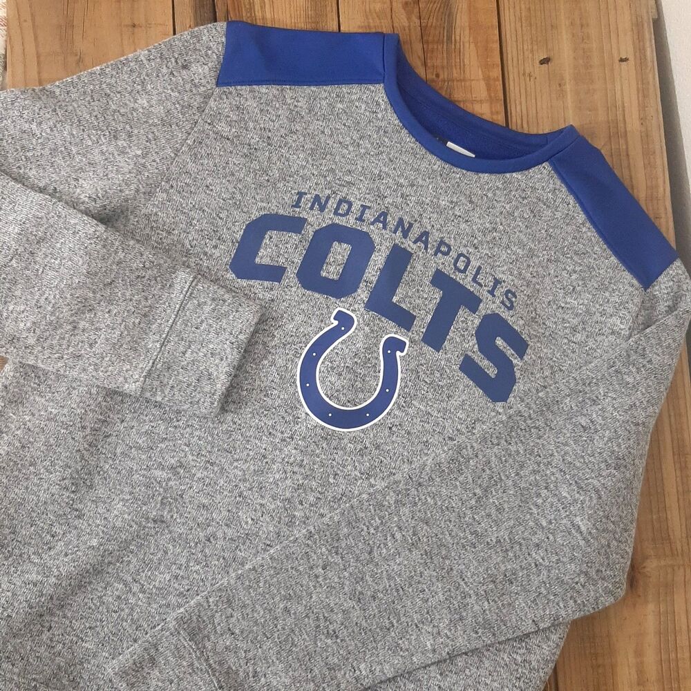 NFL Team Apparel Mens Sweater Sweatshirt Medium Indianapolis Colts Gray and Blue